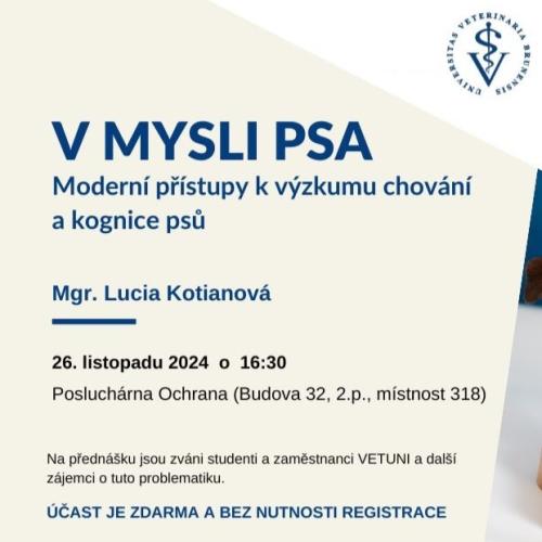 Přednáška:V mysli psa - moderní přístupy k výzkumu chování a kognice psů